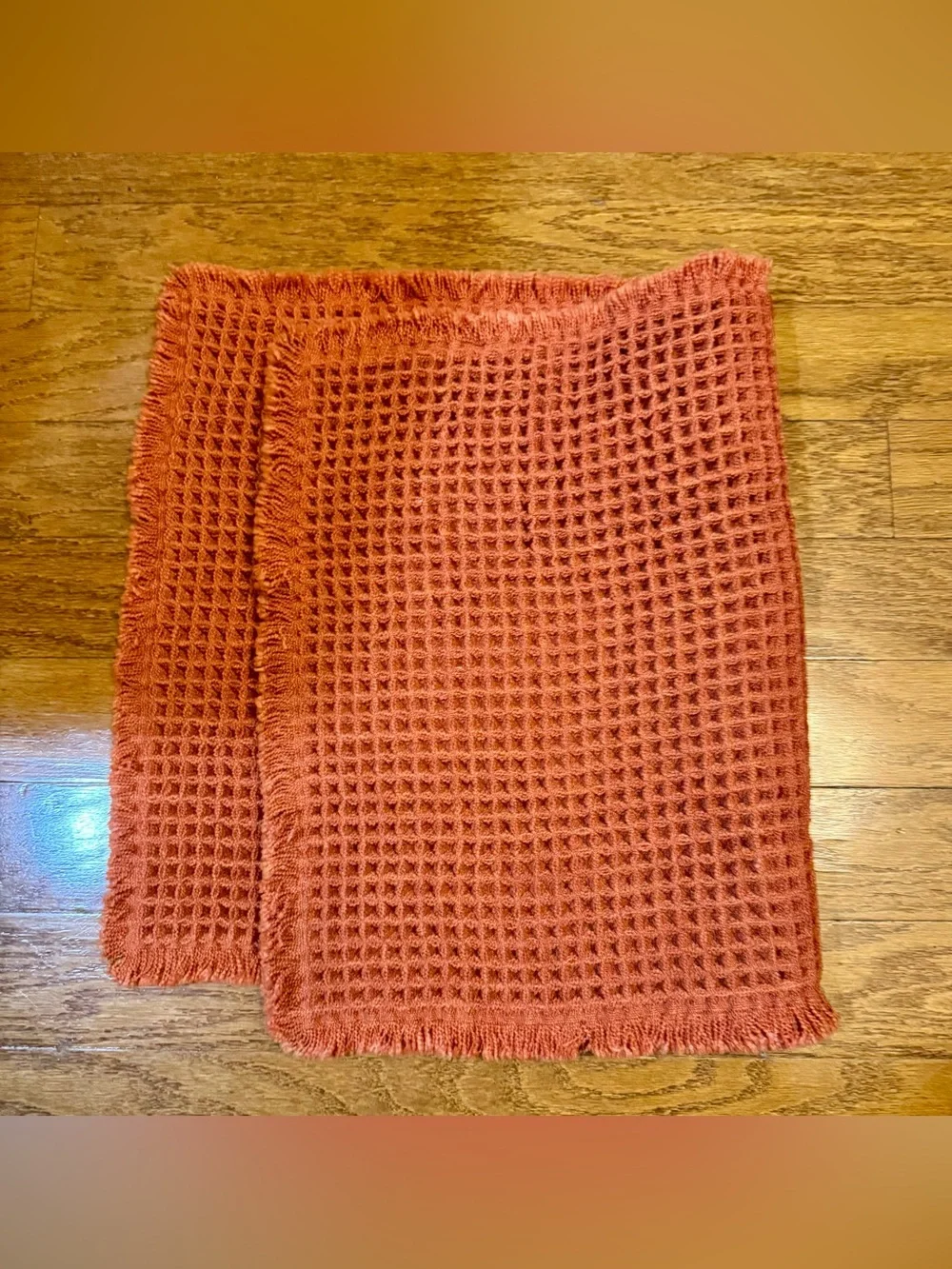 MIULEE Orange Waffle Bath Mat – Boho Style, Non-Slip, Washable, Super-Absorbent